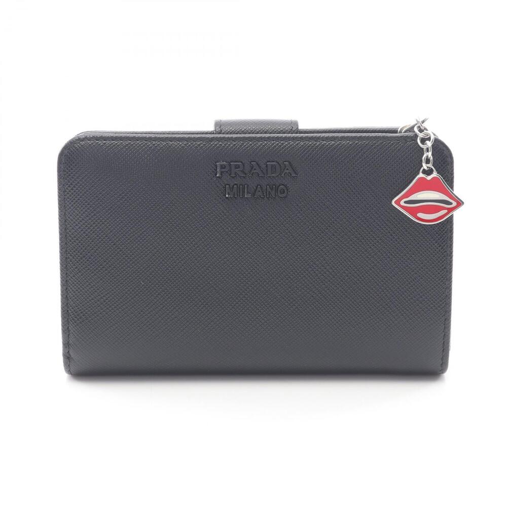 Prada Saffiano Smalto Bifold Wallet Leather Black